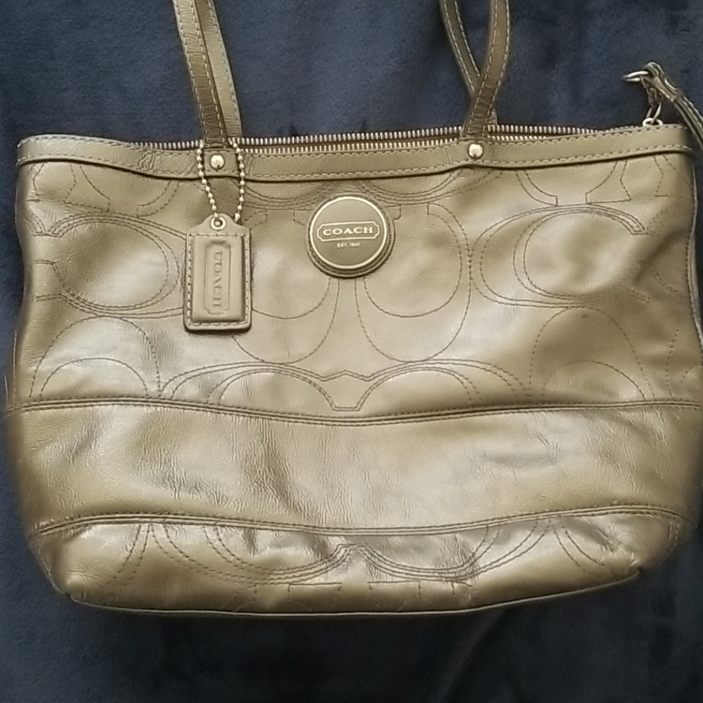 Leather Gray Coach Purse